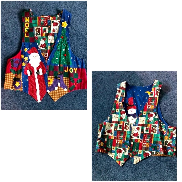 - 🎁Unisex OS vest-reversible-traditional x-mas theme by a 🇨🇦artisan-vintage - Picture 15 of 16